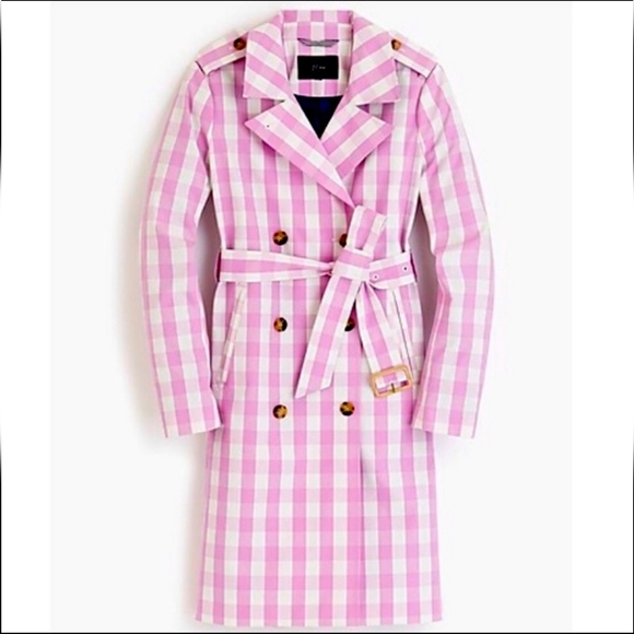 J.Crew Icon Oversize Gingham Trench Coat - Picture 1 of 10